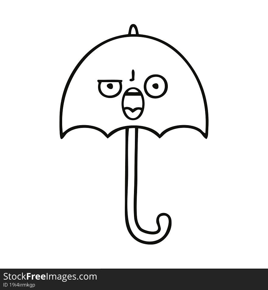 line drawing cartoon umbrella