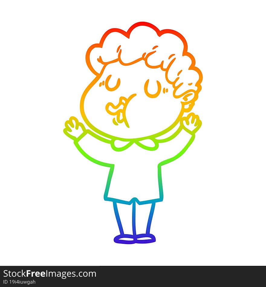 rainbow gradient line drawing cartoon man singing