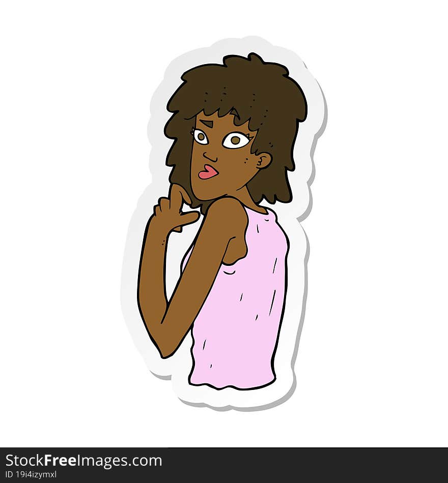 sticker of a cartoon surprised woman