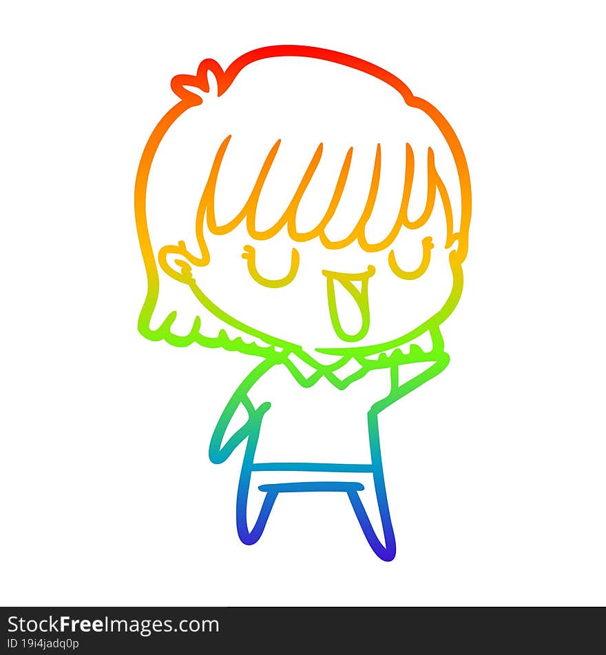 rainbow gradient line drawing of a cartoon woman