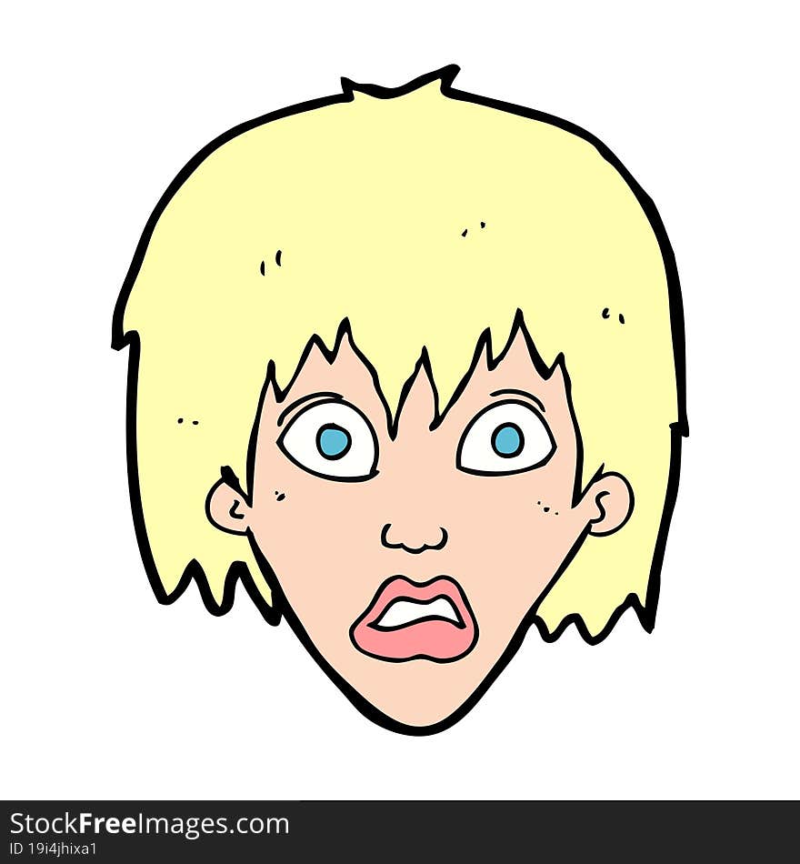 cartoon frightened woman