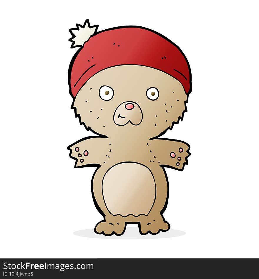 cartoon cute teddy bear in hat