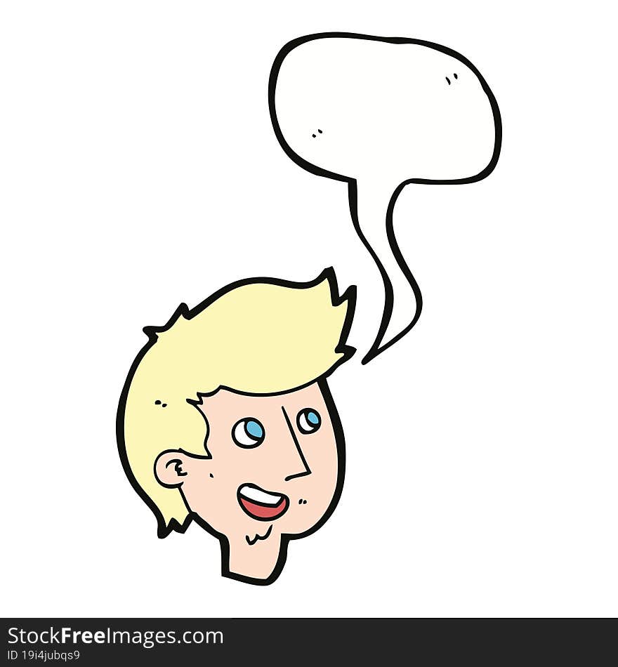 Cartoon Happy Boy Face With Speech Bubble