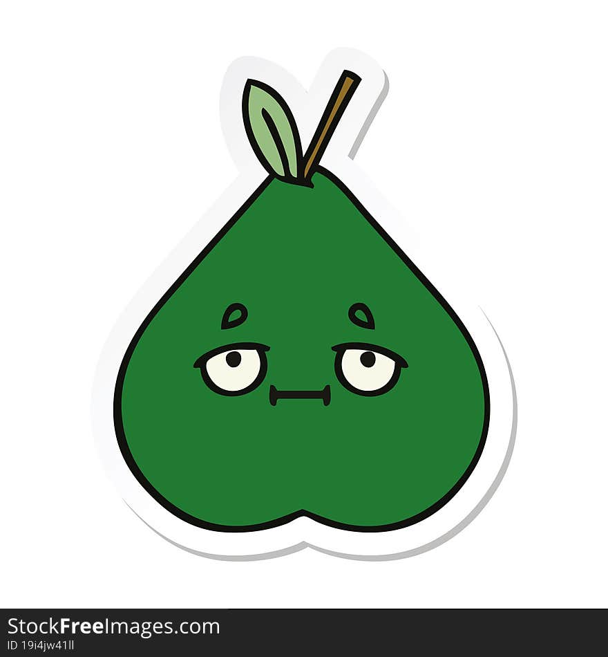 Sticker Of A Cute Cartoon Pear