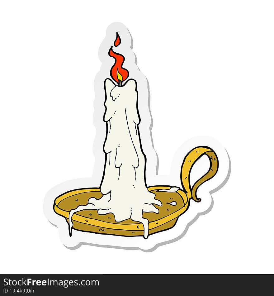 sticker of a cartoon spooky dribbling candle