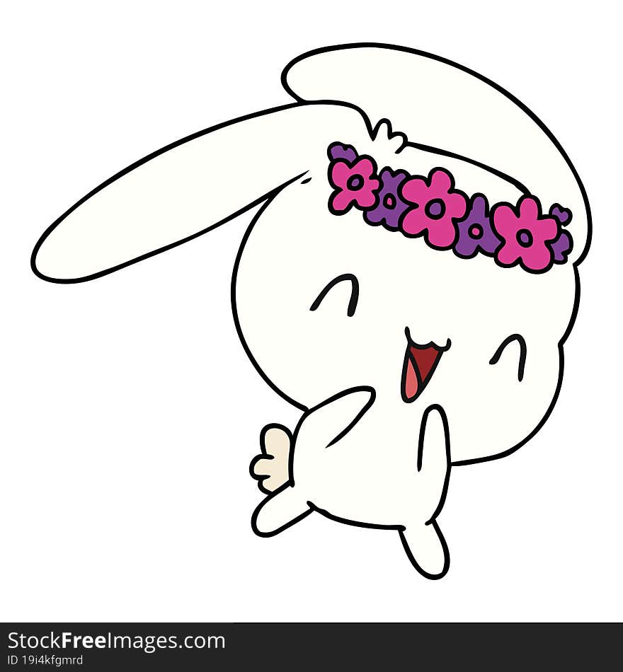 cartoon illustration kawaii cute furry bunny. cartoon illustration kawaii cute furry bunny