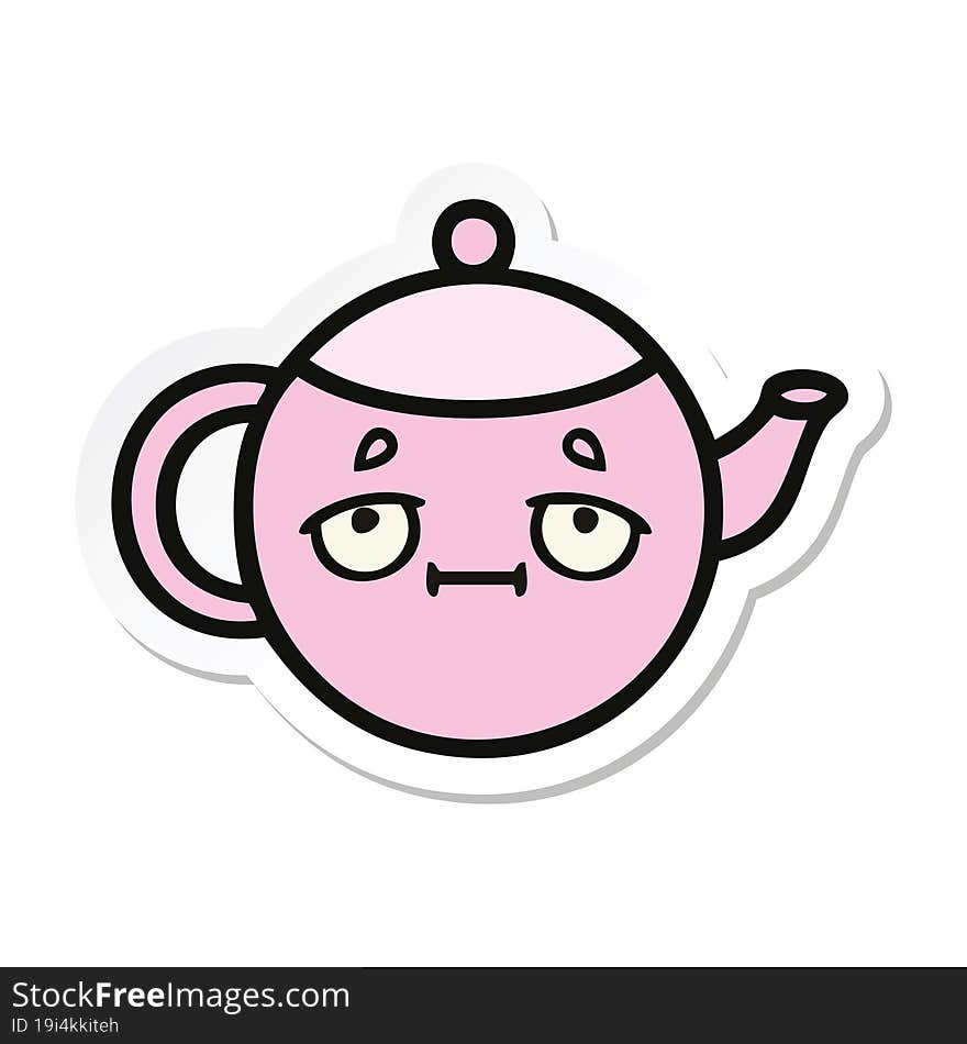 sticker of a cute cartoon teapot