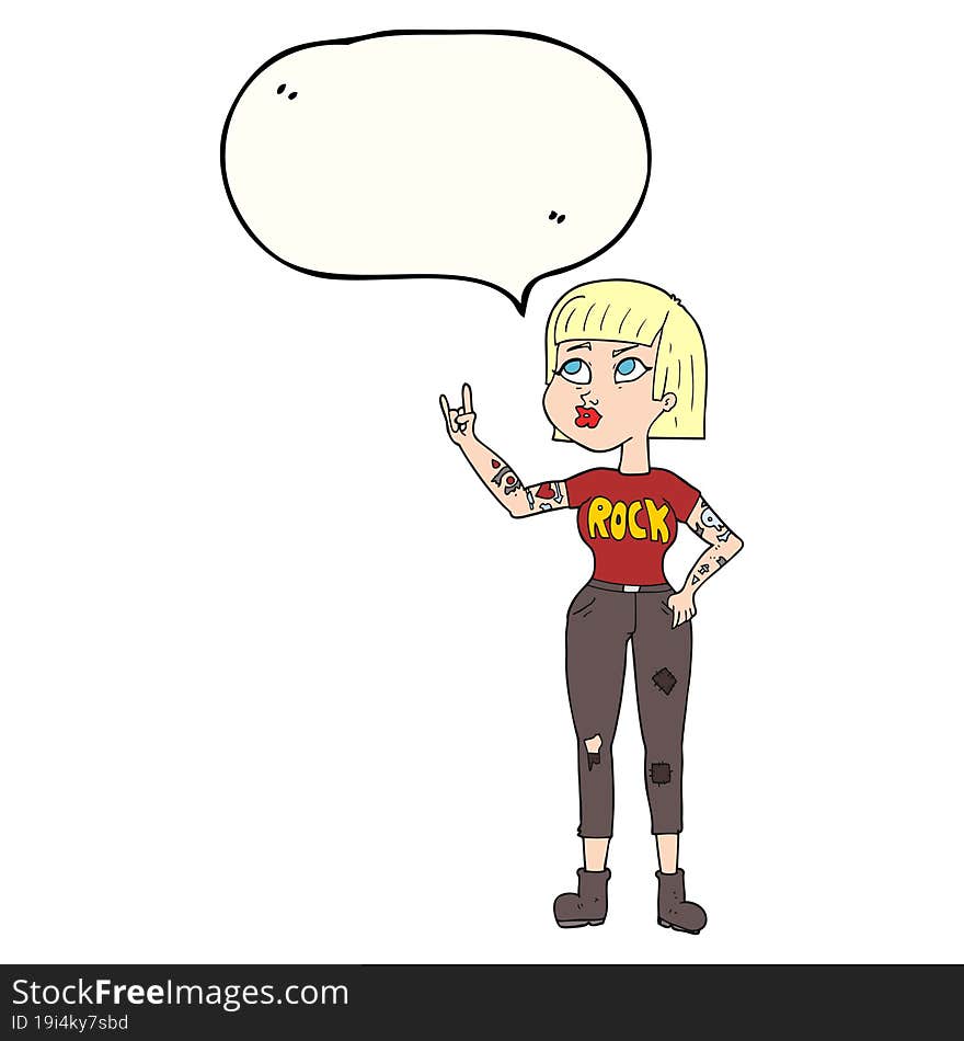 Speech Bubble Cartoon Rock Girl