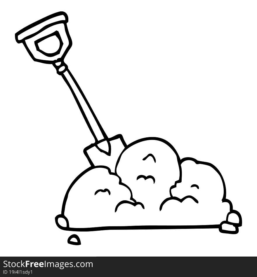 line drawing cartoon spade in garbage