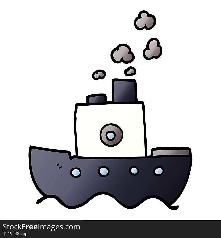 cartoon doodle steam boat