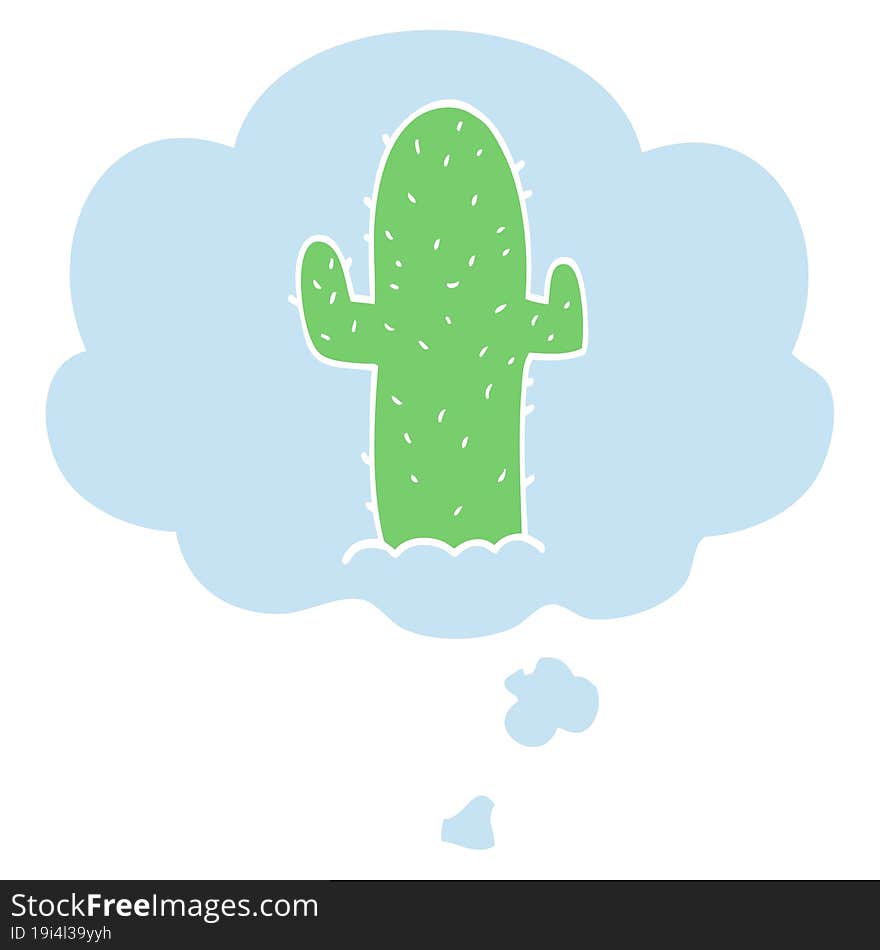 Cartoon Cactus And Thought Bubble In Retro Style