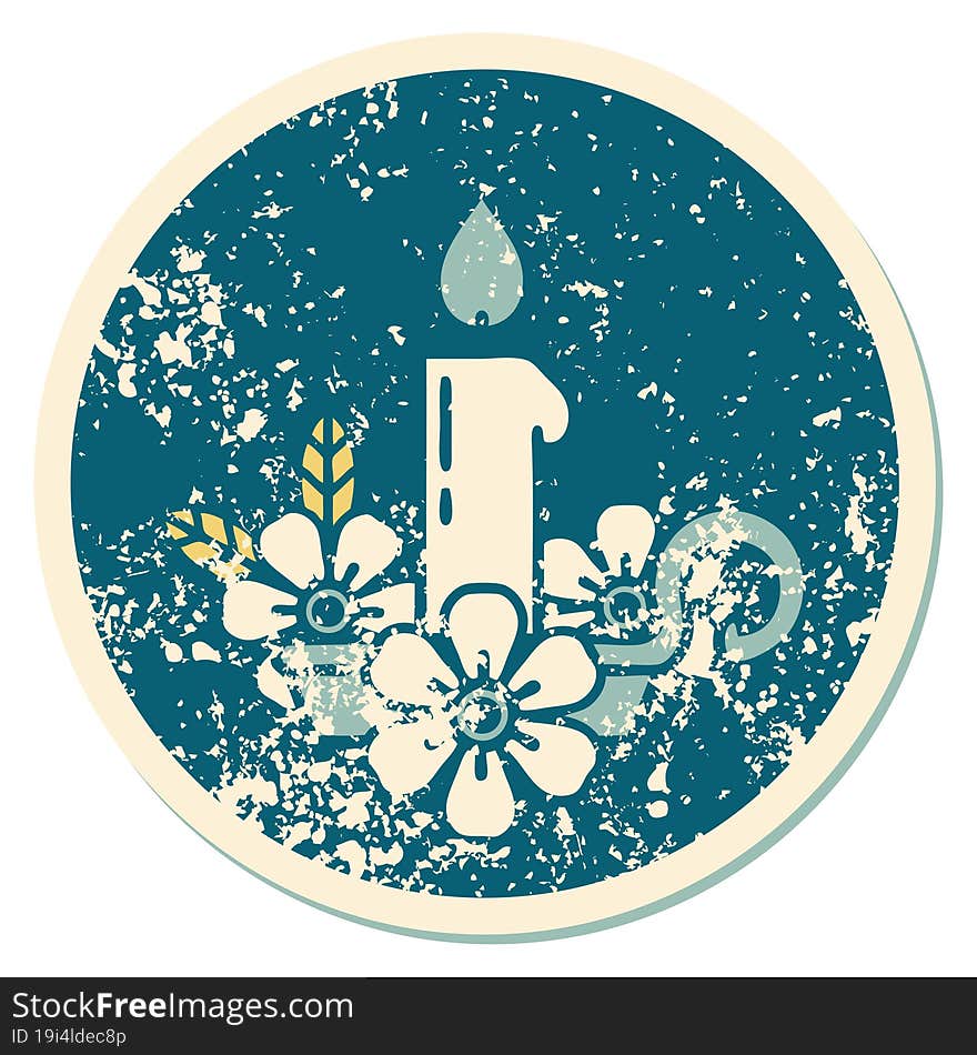 distressed sticker tattoo style icon of a candle holder