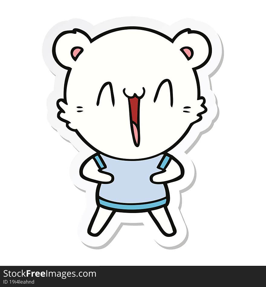 sticker of a happy polar bear cartoon