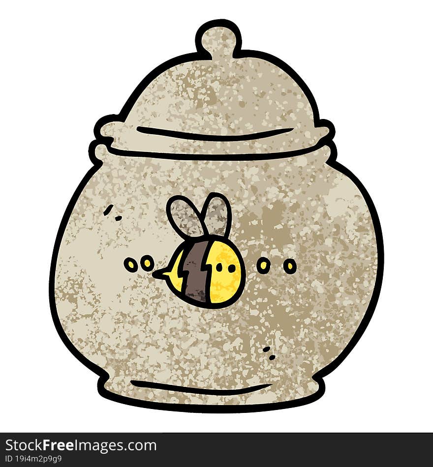 Grunge Textured Illustration Cartoon Honey Pot