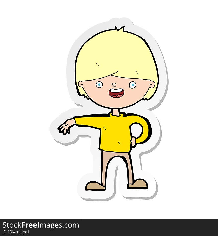 sticker of a cartoon happy man