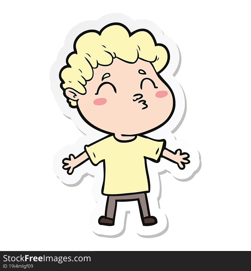 sticker of a cartoon man pouting