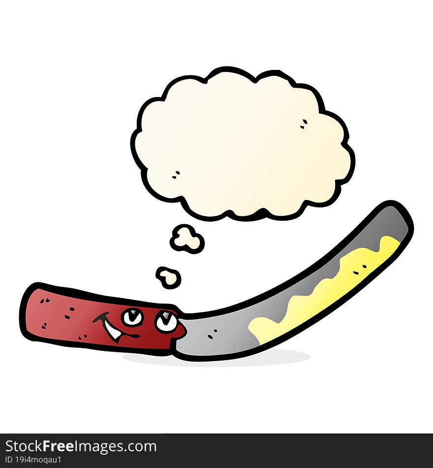 cartoon butter knife with thought bubble