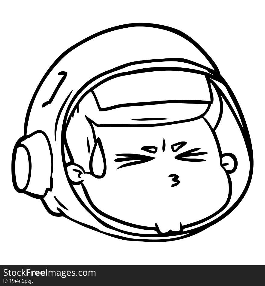 cartoon stressed astronaut face. cartoon stressed astronaut face