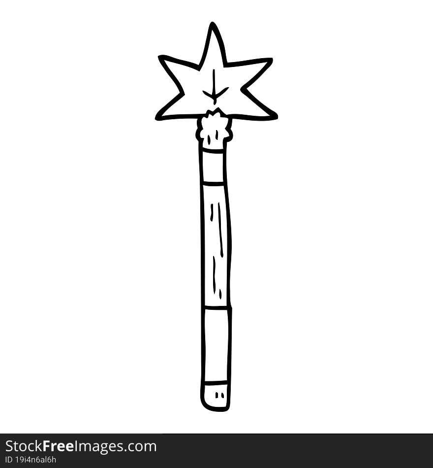 line drawing cartoon magic wand