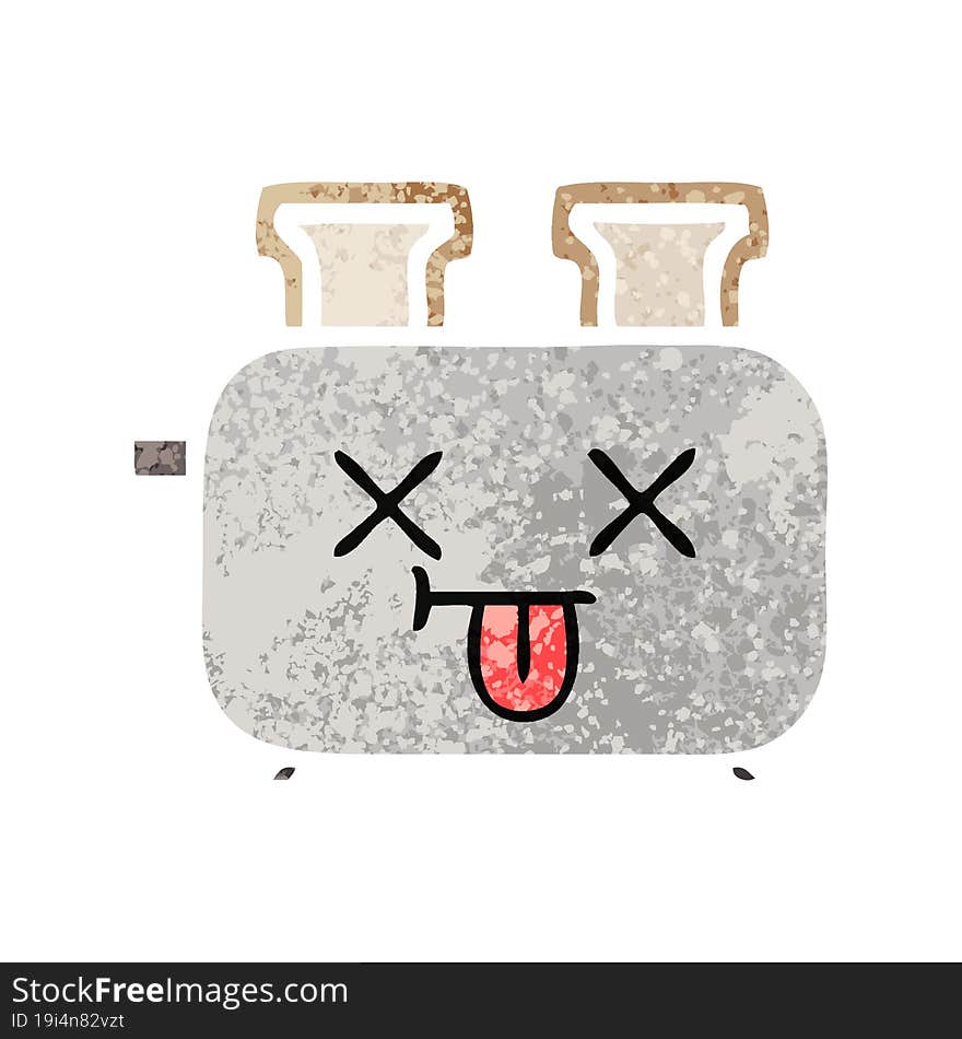 retro illustration style cartoon of a of a toaster