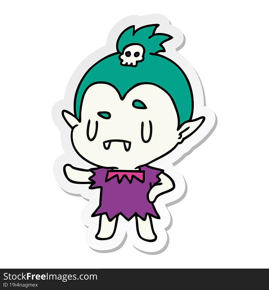 Sticker Cartoon Kawaii Of Cute Vampire Girl