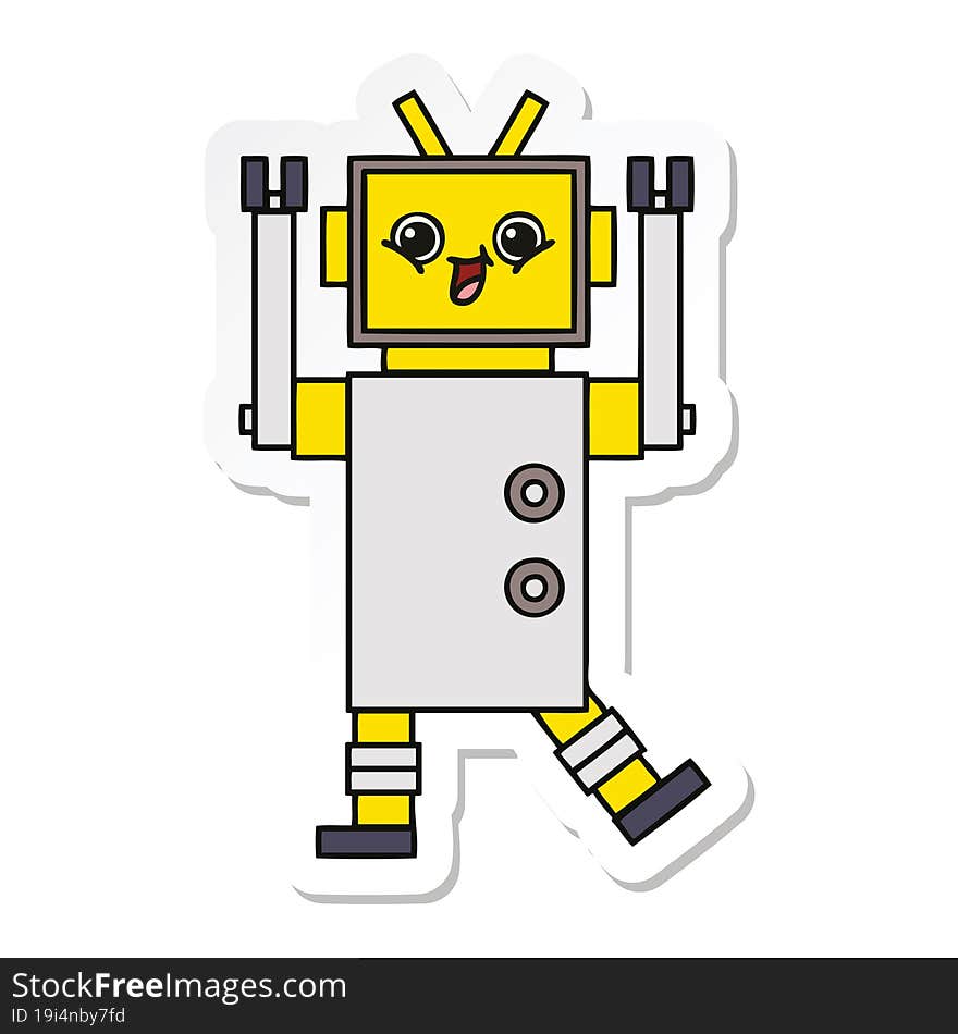 Sticker Of A Cute Cartoon Robot