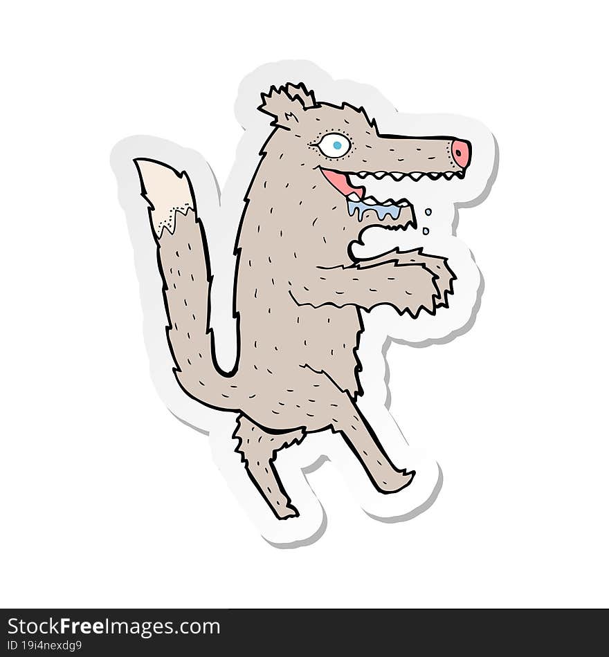 sticker of a cartoon big bad wolf