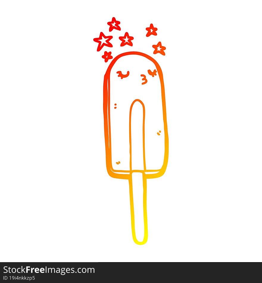 warm gradient line drawing cartoon ice lolly