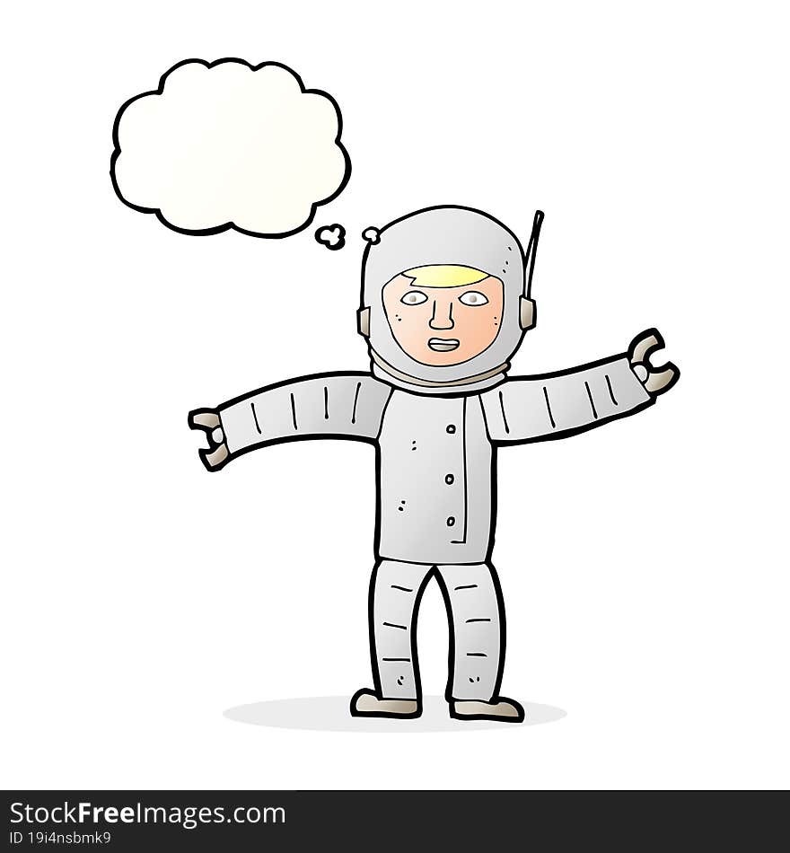 Cartoon Space Man With Thought Bubble