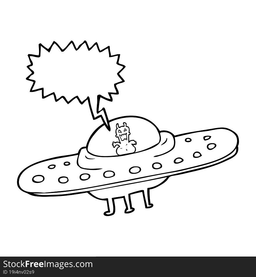 Speech Bubble Cartoon Flying Saucer