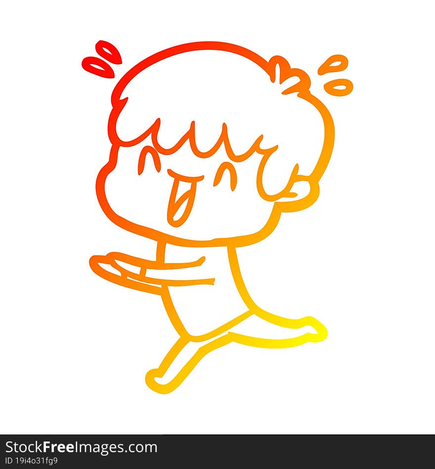 Warm Gradient Line Drawing Cartoon Laughing Boy