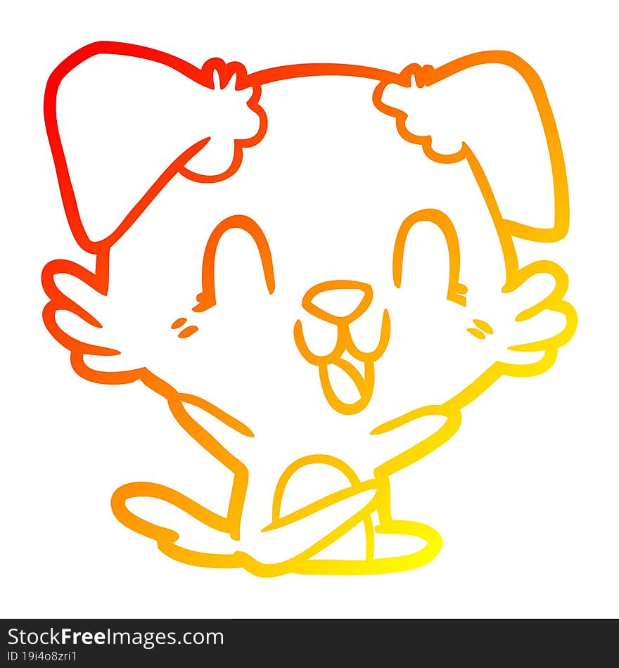 warm gradient line drawing laughing cartoon dog