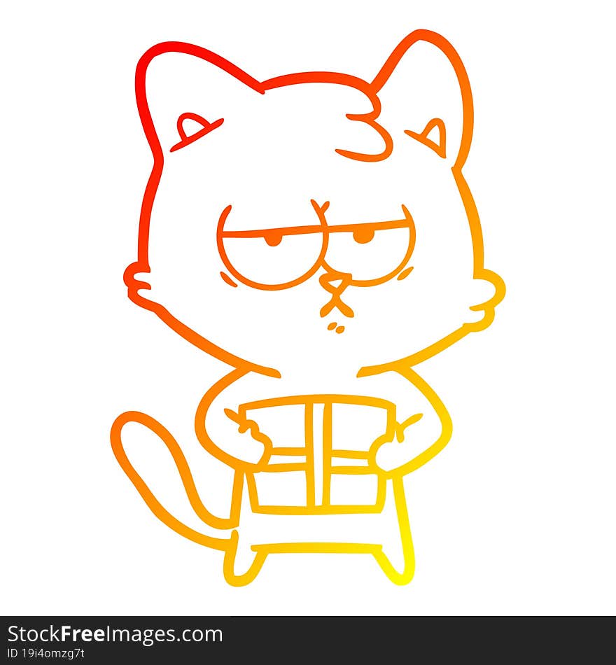 warm gradient line drawing bored cartoon cat