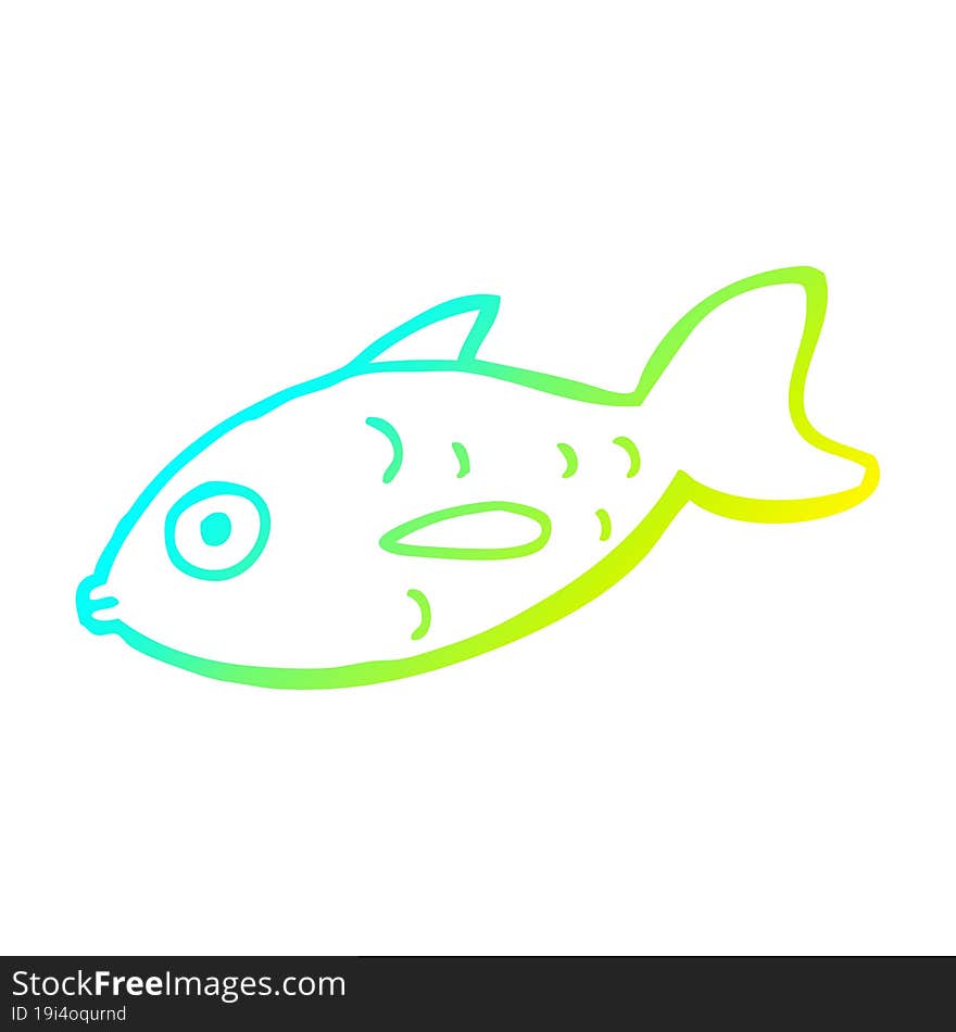 cold gradient line drawing cartoon fish