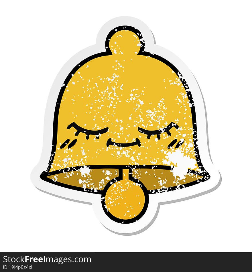 distressed sticker of a cute cartoon bell