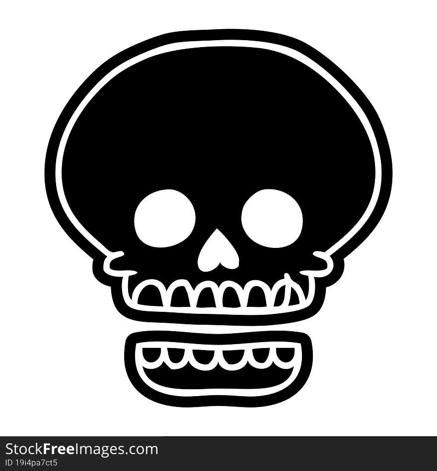 Cartoon Icon Drawing Of A Skull Head