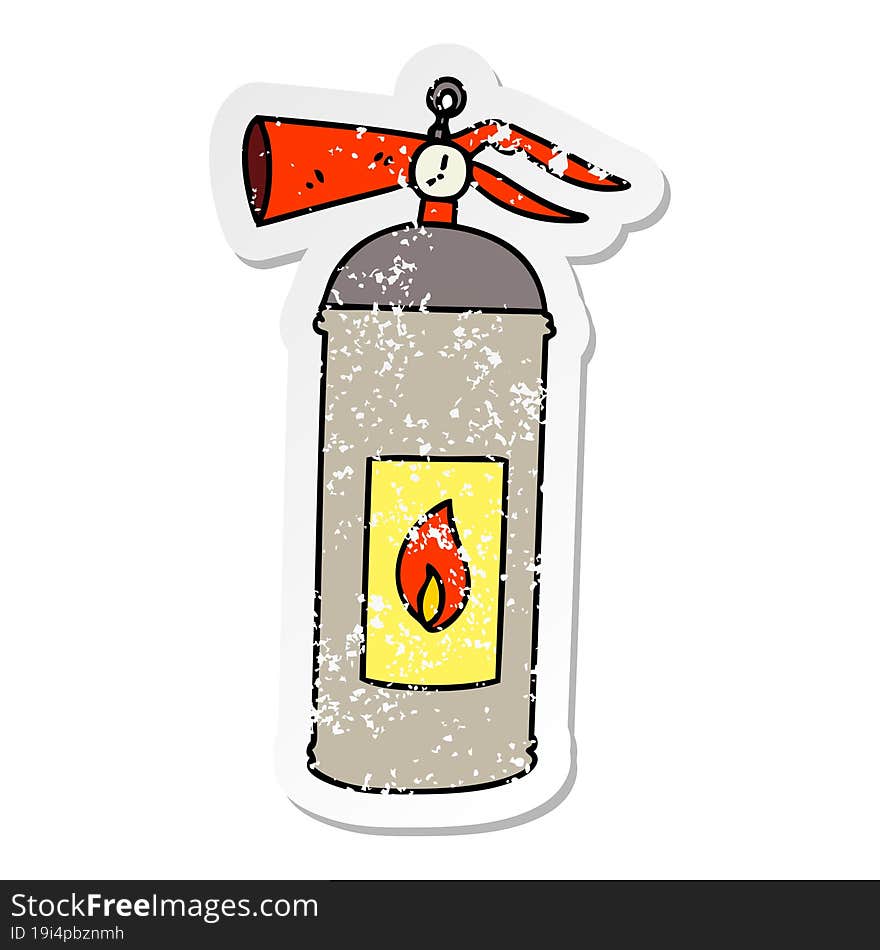 Distressed Sticker Of A Quirky Hand Drawn Cartoon Fire Extinguisher