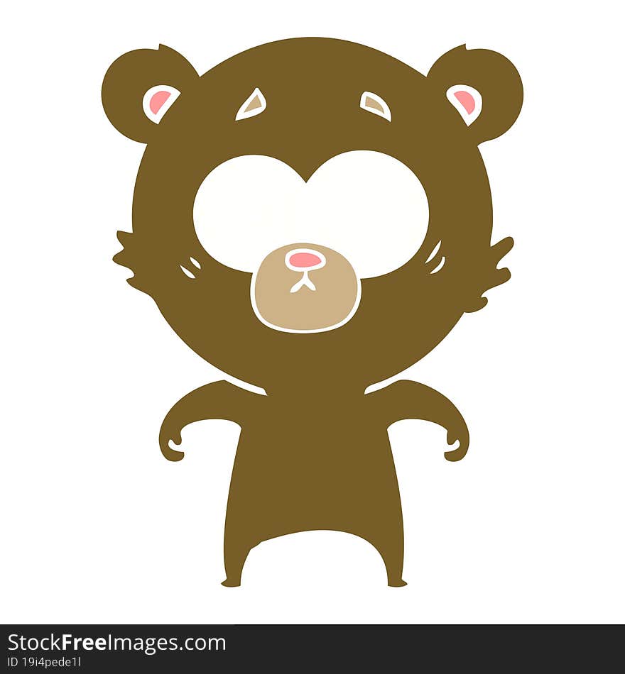 surprised bear flat color style cartoon