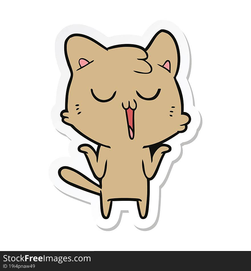 sticker of a cartoon cat singing