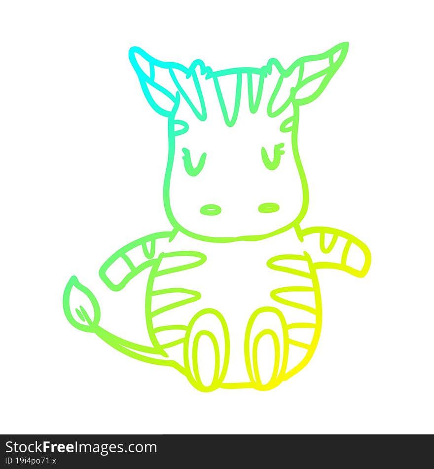 cold gradient line drawing cute zebra