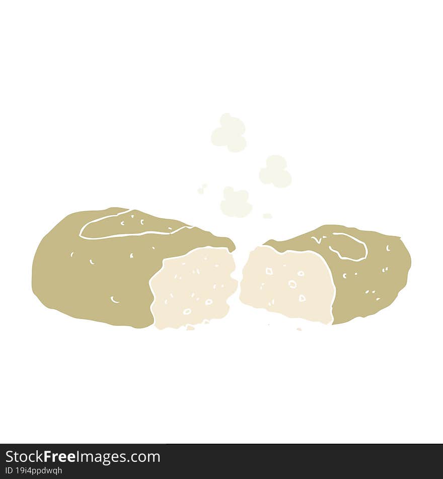 Flat Color Illustration Of A Cartoon Bread