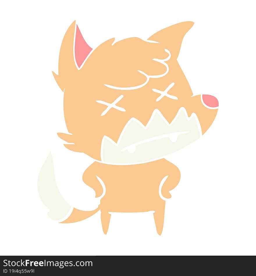 flat color style cartoon dead fox