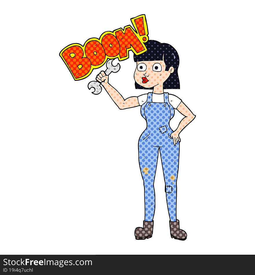 Cartoon Mechanic Woman