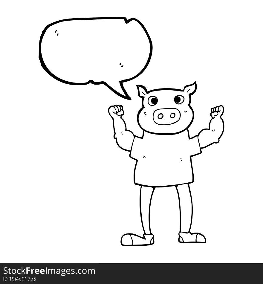 Speech Bubble Cartoon Pig Man