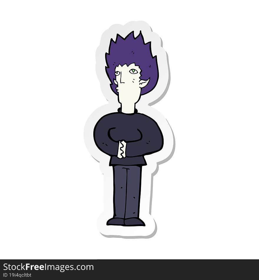 sticker of a cartoon vampire man