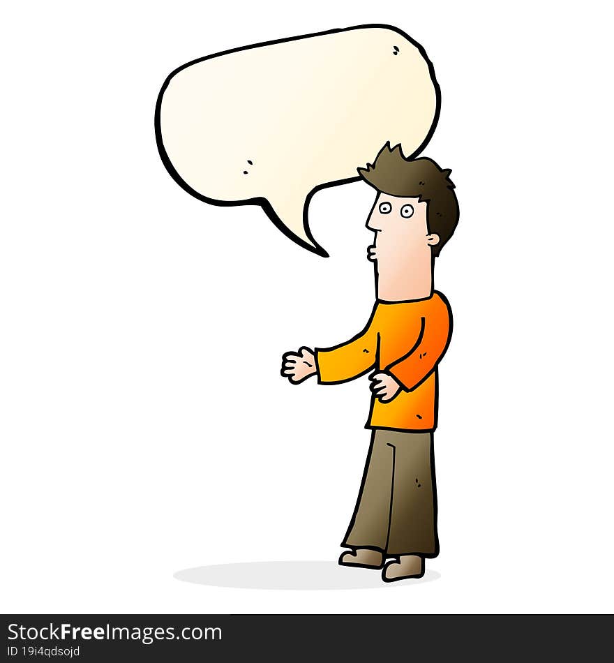 Cartoon Man Explaining With Speech Bubble