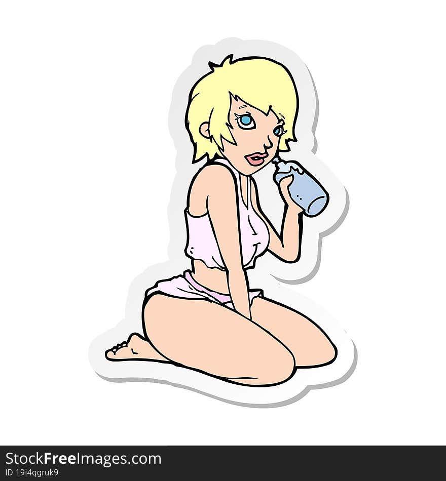 sticker of a cartoon sexy gym girl