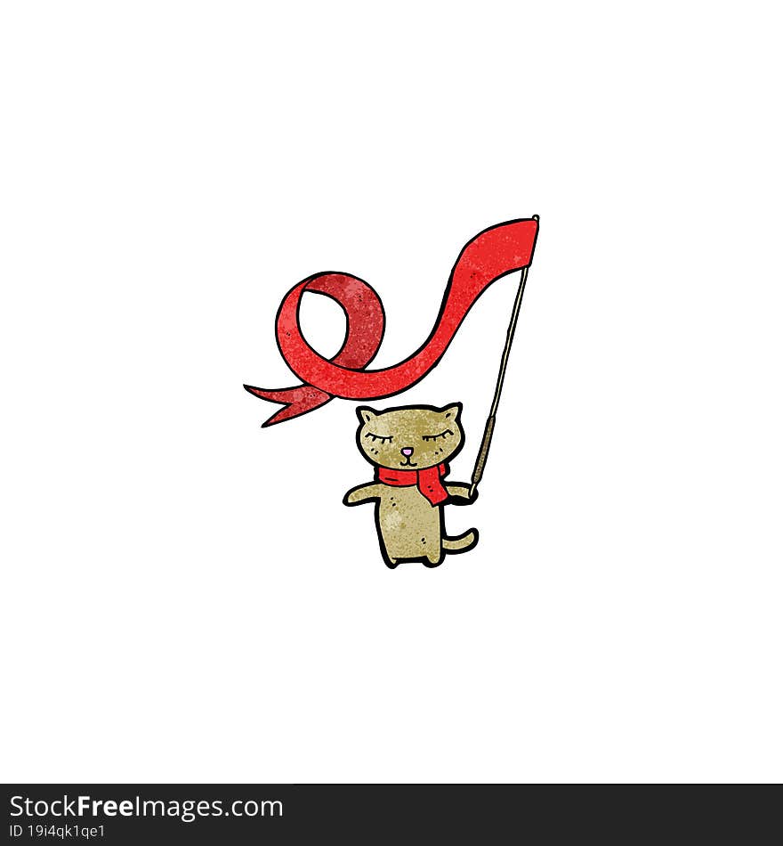 cartoon cat with flag