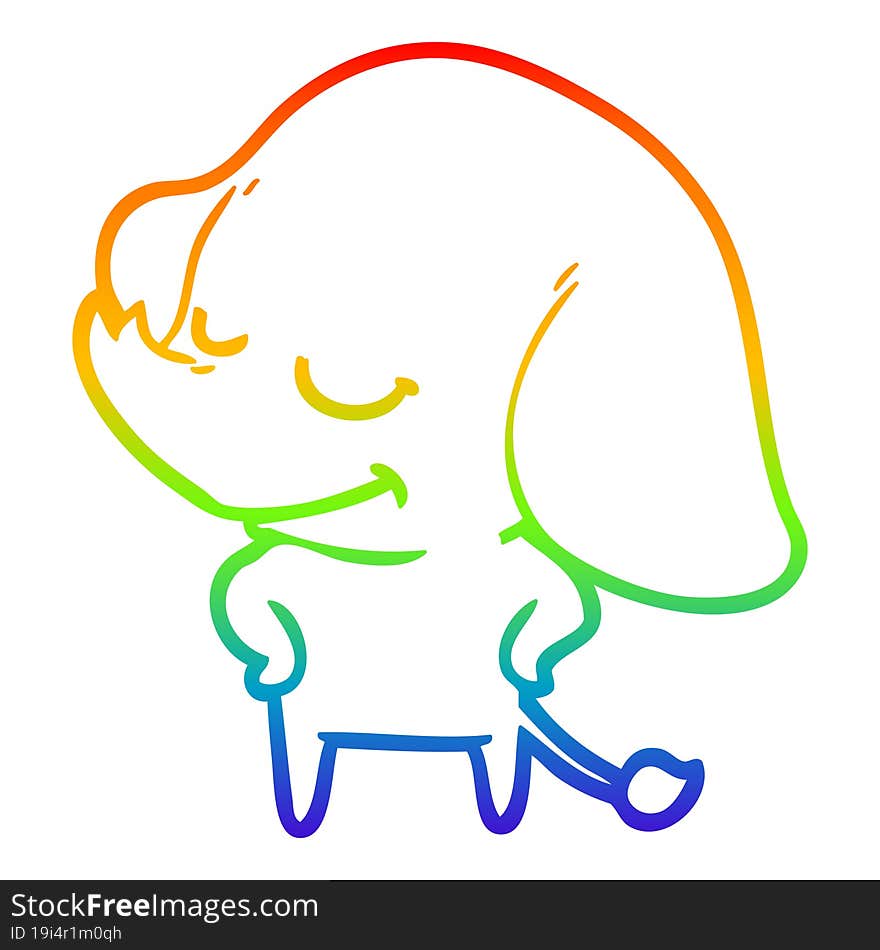 rainbow gradient line drawing cartoon smiling elephant