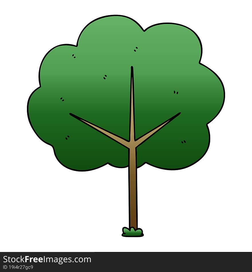 quirky gradient shaded cartoon tree